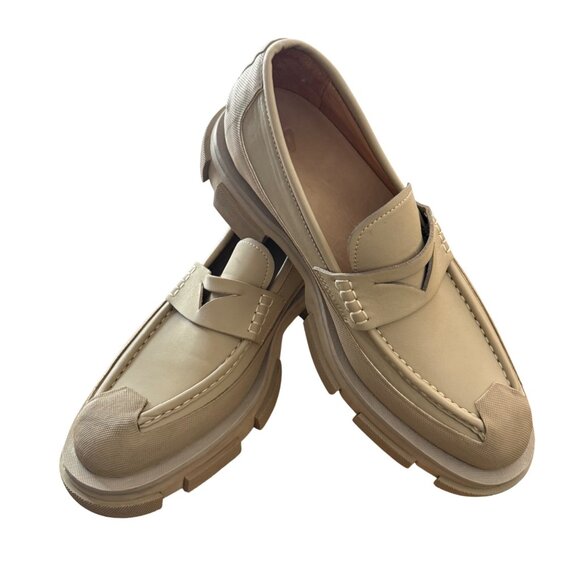 Both Mens Size 42 US 8.5 Beige Gao Chunky Penny Loafers Slip On Comfort Shoes main image 16
